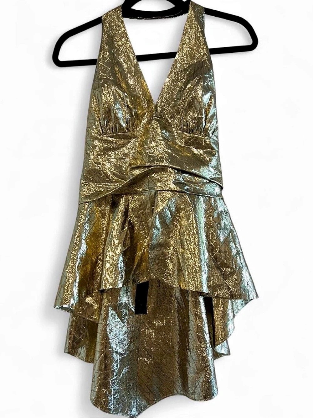Vintage Frank Usher Gold Metallic Peplum Top